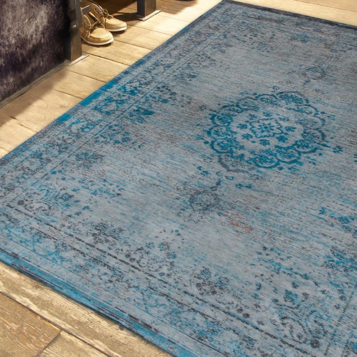 Vintage vloerkleed The Fading World Grey/Turquoise 8255