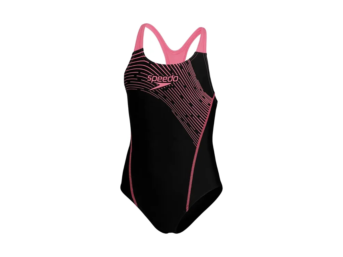 Speedo Eco Medley Logo Medalist meisjes badpak - Black/Pink