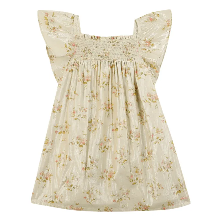 Bonton Robe Reveuse Fleurie Métallisée | Ecru