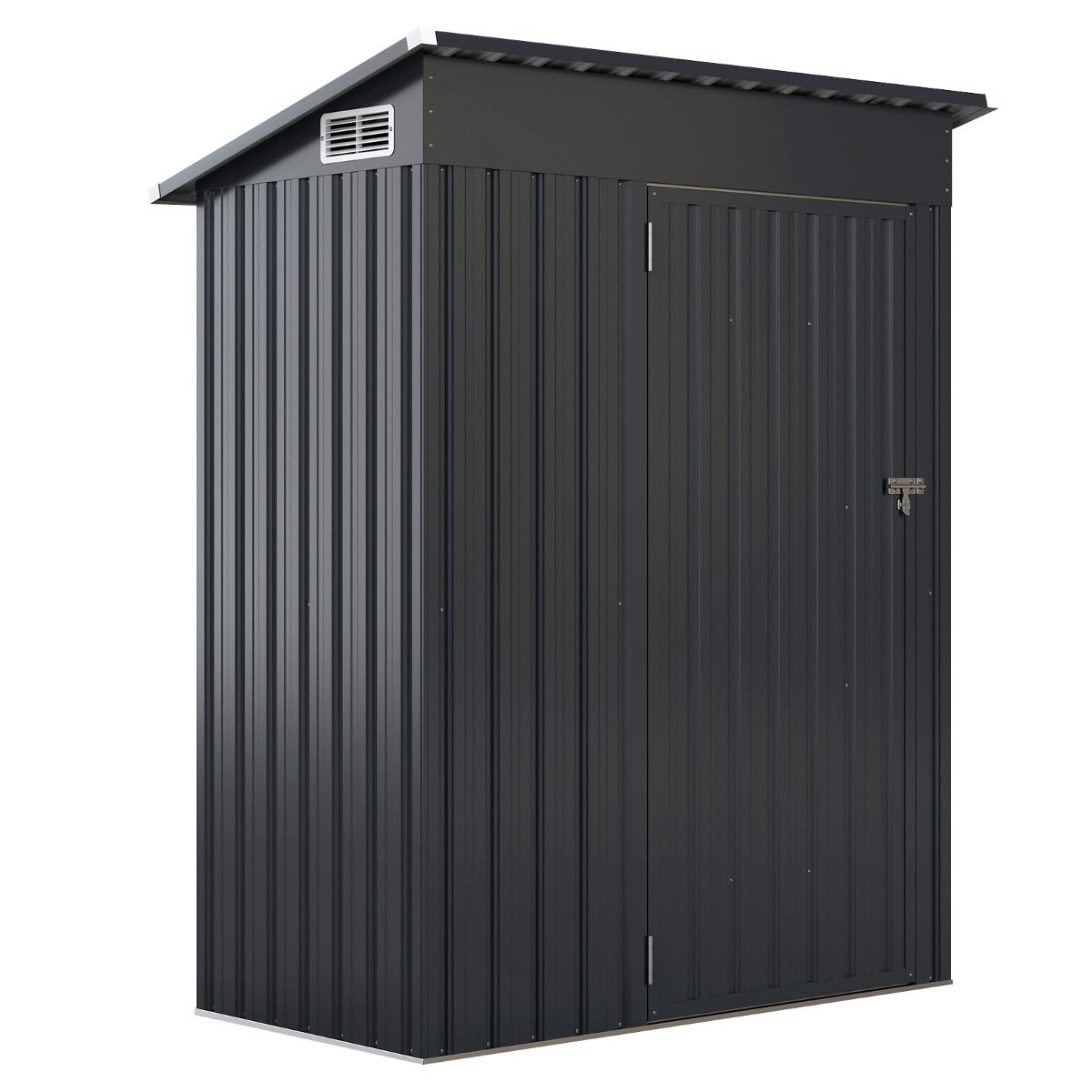 Abri de Rangement Toutes Saisons Abri à Outils Utilitaire avec Toit en Pente Porte Ouvrante Aérations Cadre en Métal Galvanisé Gris - Lidl-Manfred