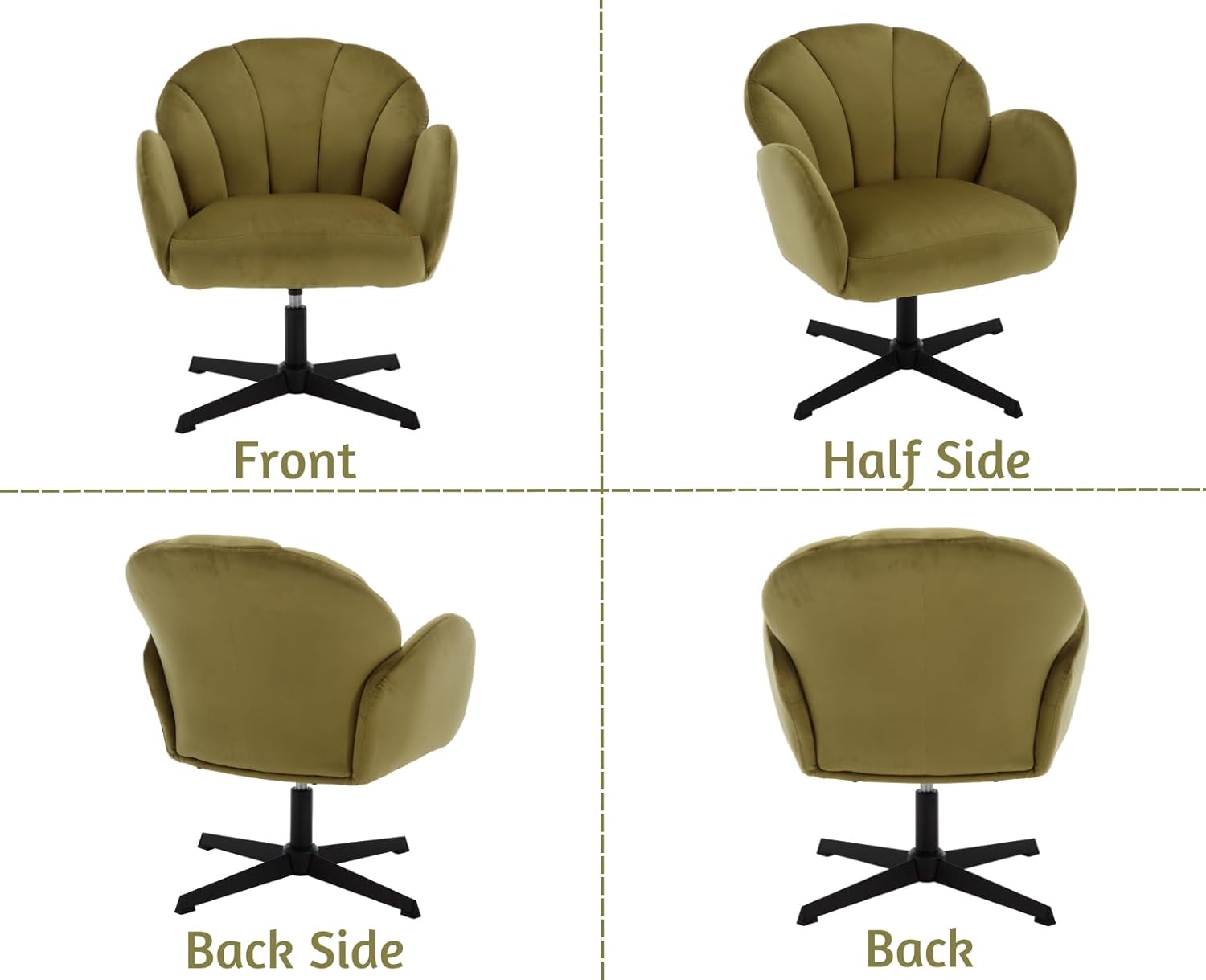 Loungesessel Ohrensessel 360°Drehbar, Muschelförmiger Sessel Polsterstuhl Lesesessel Samt für Wohnzimmer Schlafzimmer Büro, Grün