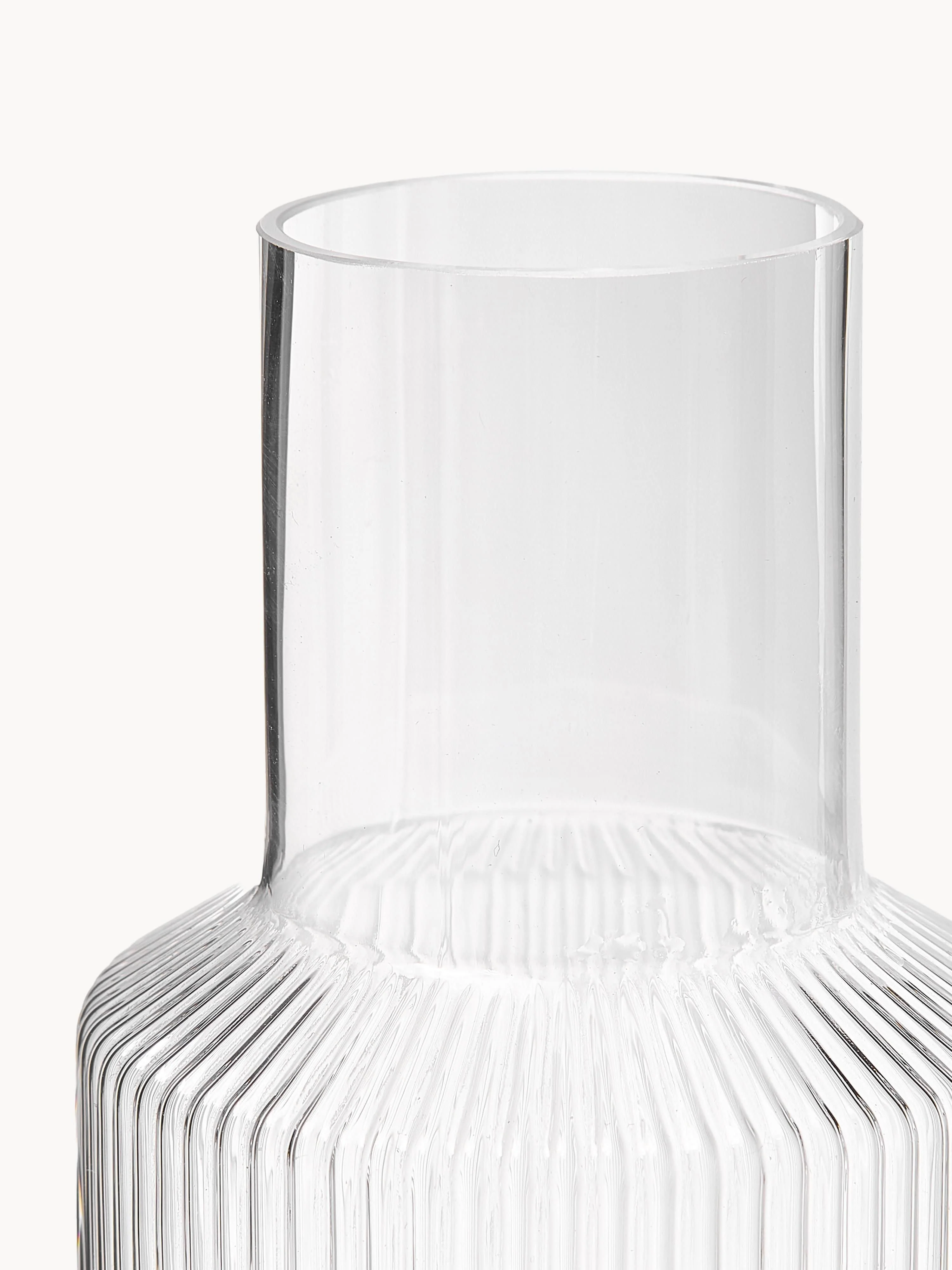 Handgeblazen kleine karaf Ripple met waterglas, 2-delig