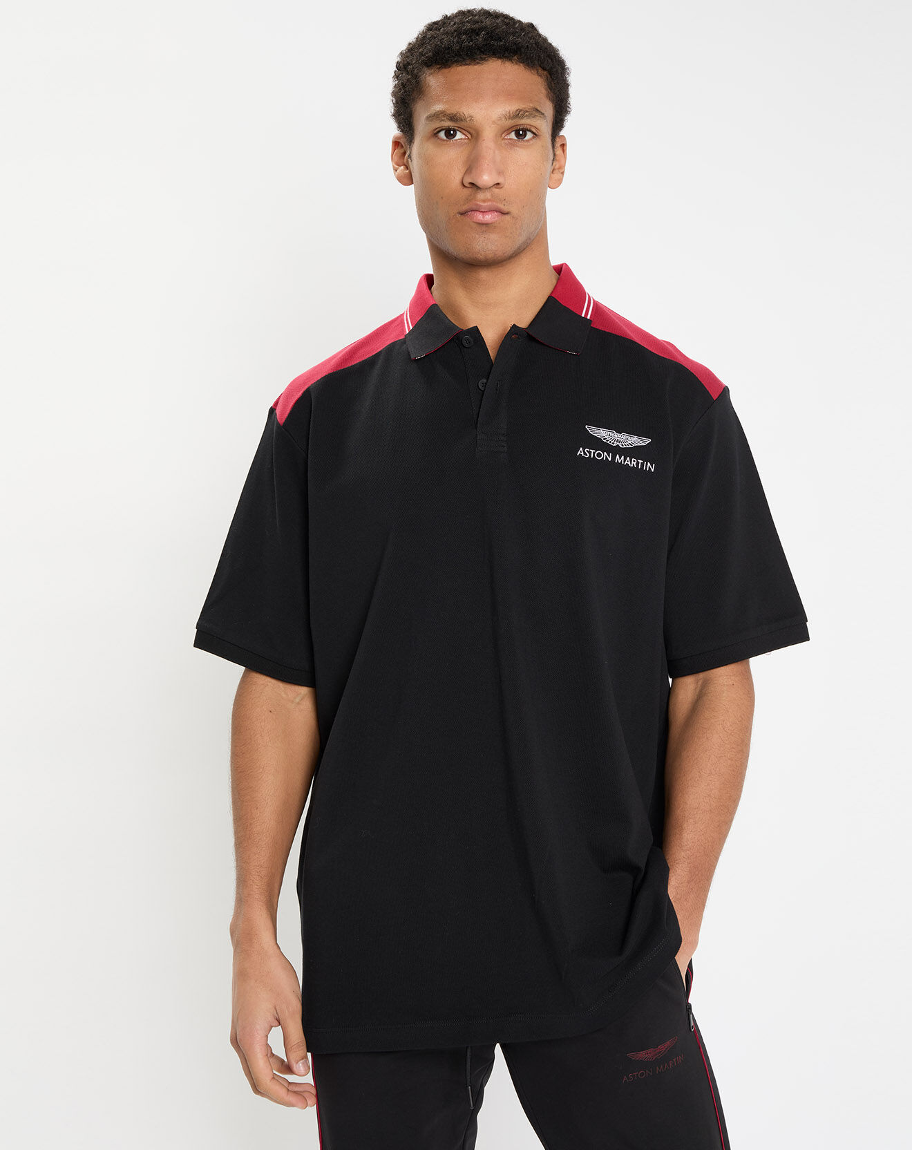 Hackett London Polo Regular Fit Aston Martin Racing Rib noir/bordeaux
