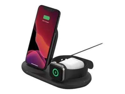 Belkin BoostCharge - Trådløs opladningsstander - 7.5 Watt - sort - for Apple AirPods; AirPods Pro; iPhone 11, 12, 7, 8, SE, X, XR, XS, XS Max; Watch