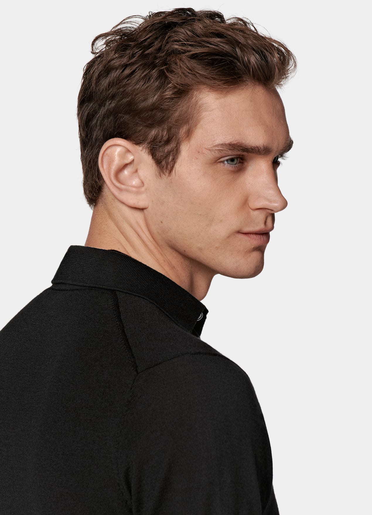 Polo manches longues Merino noir