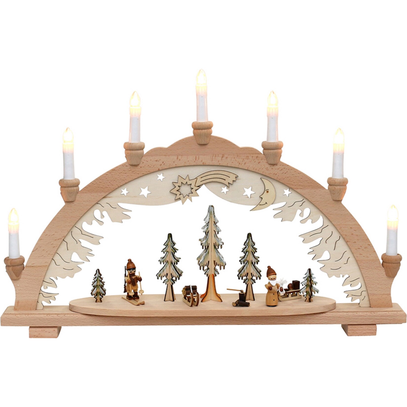 SIGRO Holz Schwibbogen Wald mit Jäger Weihnachtsmann