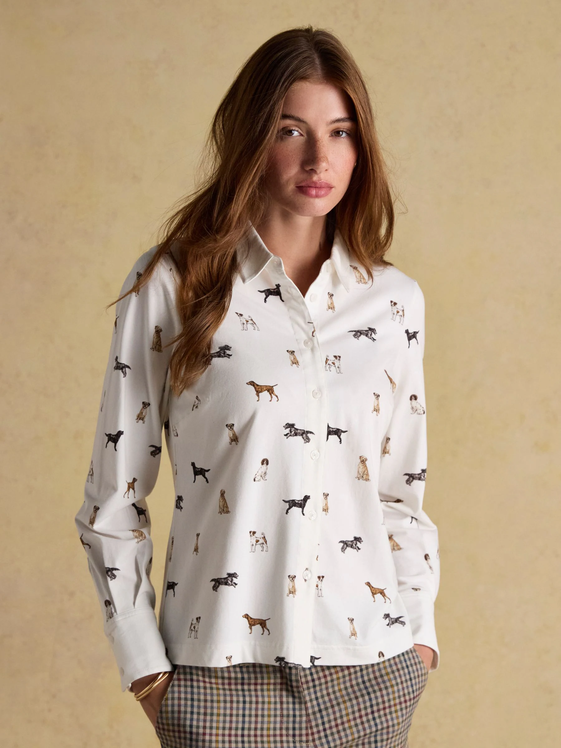 Wit met honden - Joules Eleanor Tomlinson katoenen jersey overhemd