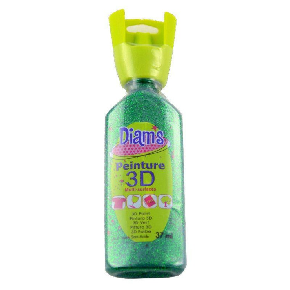 Peinture 3d multisurface 37 ml - vert pailleté