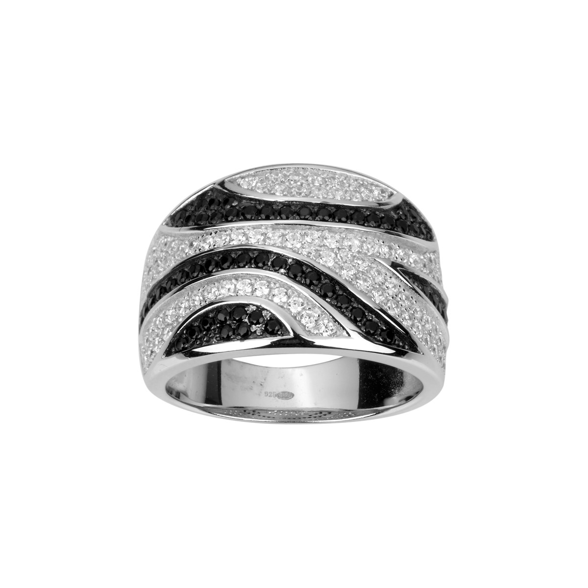 Bague en Argent avec oxyde de zirconium noir