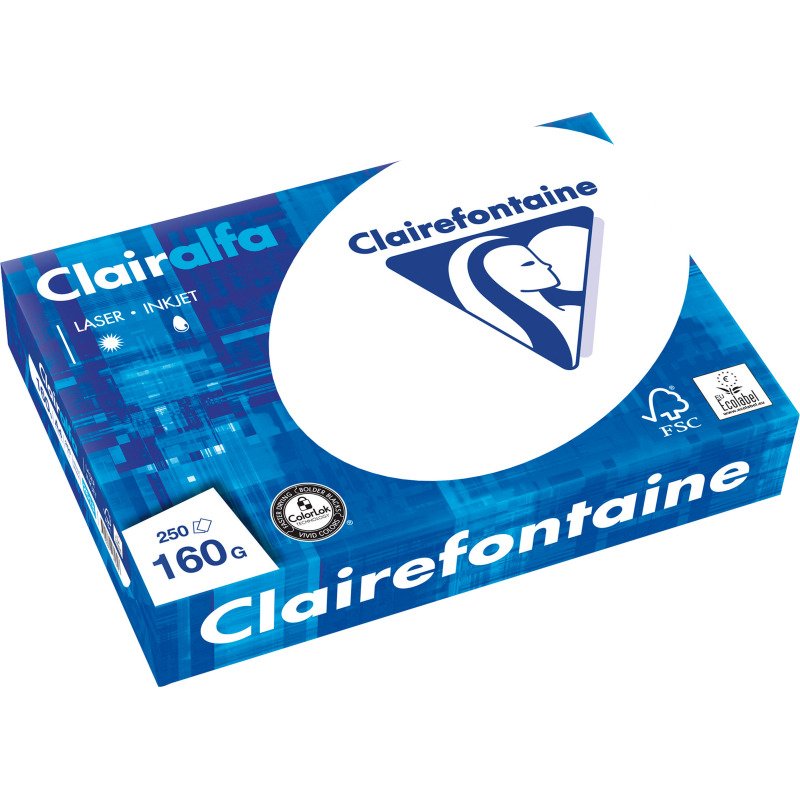 Couverture de reliure papier 160 g Clairefontaine Clairalfa blanche - Paquet de 250