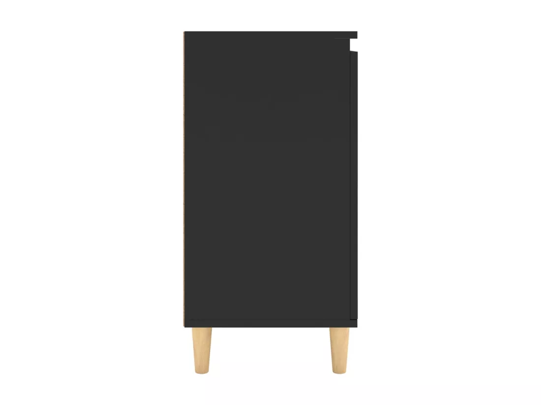 Buffet avec pieds en bois massif Noir 60x35x70 cm Aggloméré