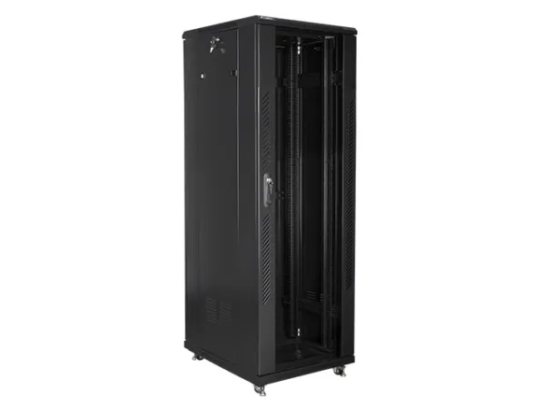 Lanberg FF01 series - Rack kabinet - med 4 køleblæsere - fritstående, gulvstående - sort, RAL 9004 - 37U - 19