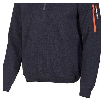 Ivanhoe gilet Hadar Demi-Zip Bleu Marine-laine mérinos fine-Bleu