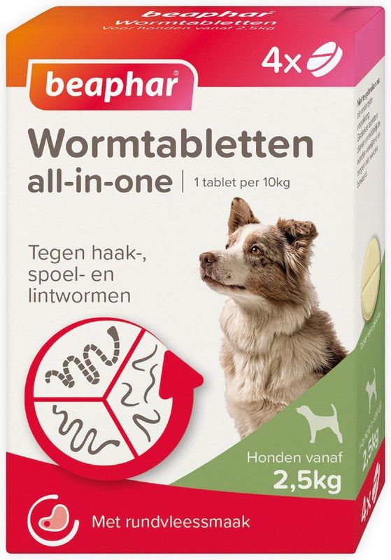 Beaphar All In One Ontwormingsmiddel - Hond 2.5-40 kg - 4 Tabletten