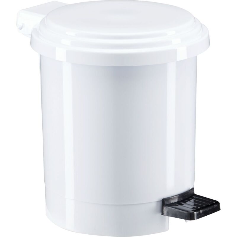 Poubelle plastique 3 litres ronde blanche à pédale