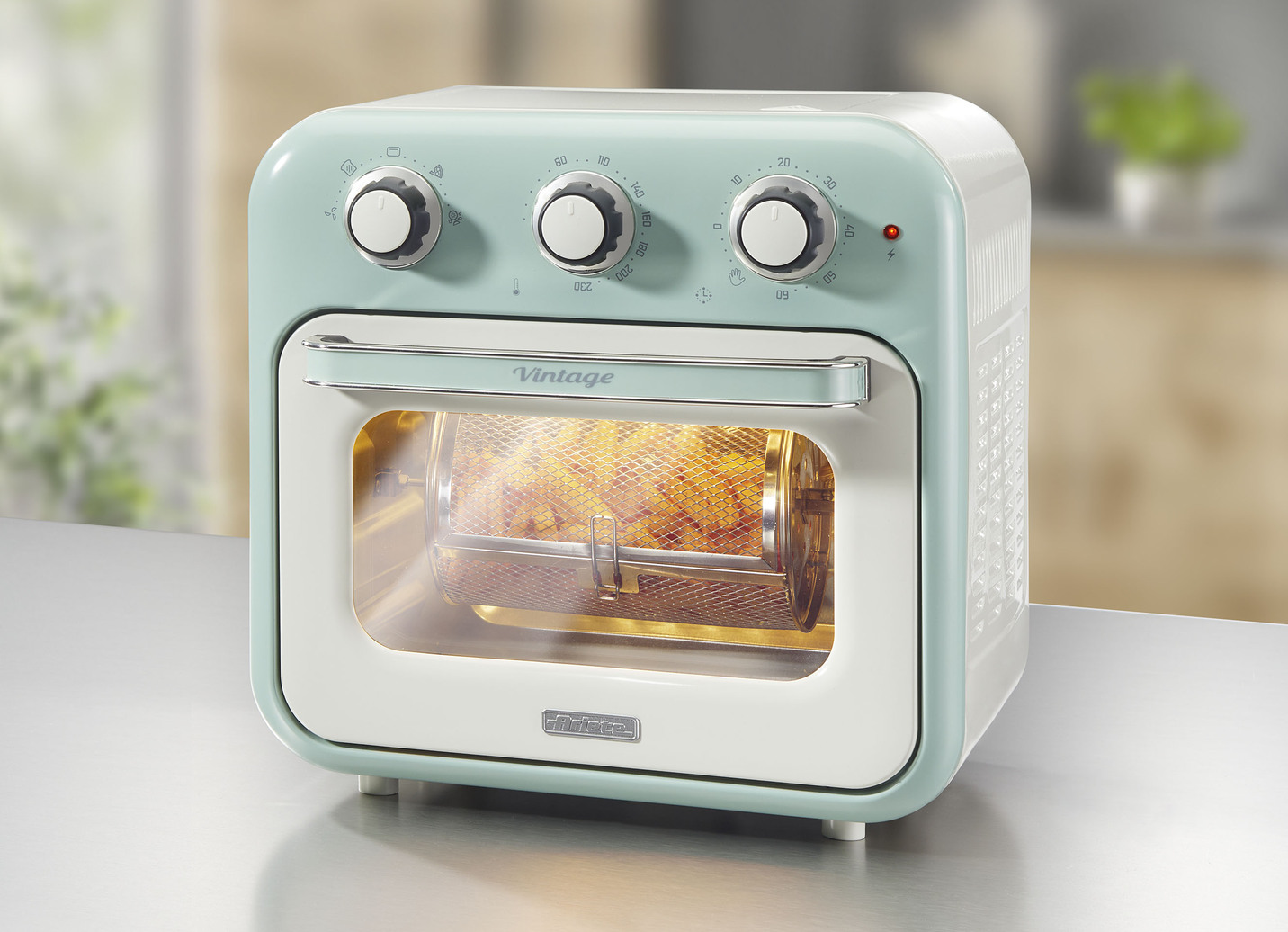 Ariete 2-in-1 Heißluft-Ofen im Vintage-Design