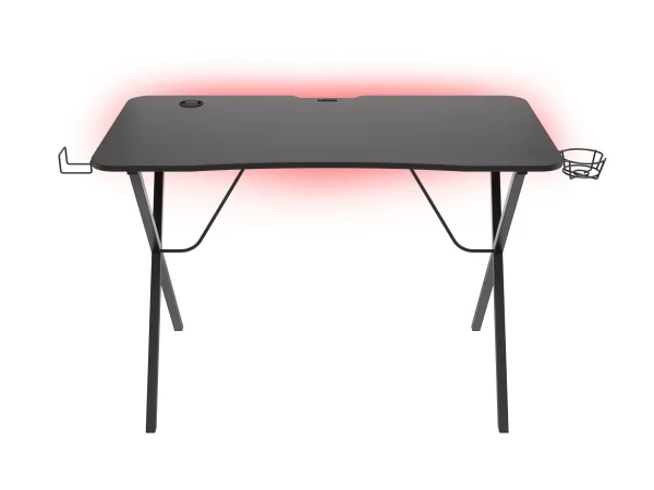 Genesis Holm 200 RGB - Skrivebord - rektangulær med konturerede hjørner - sort