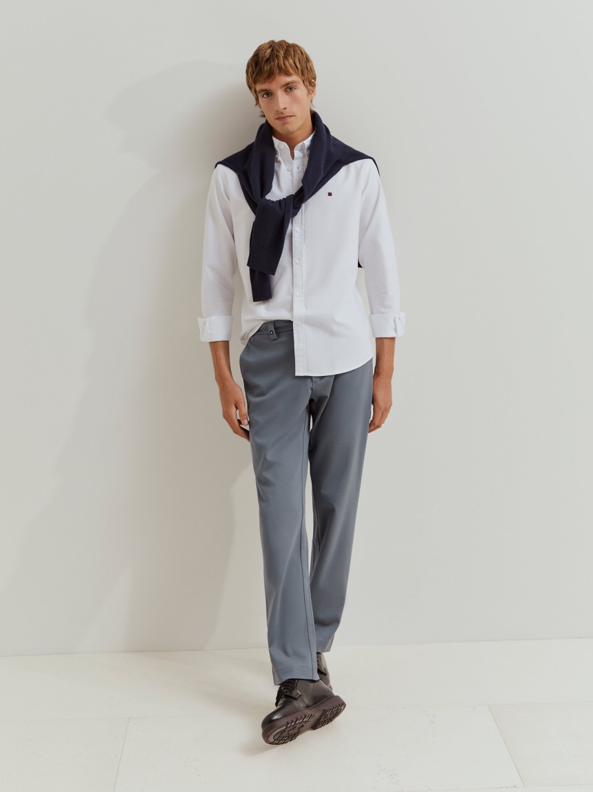 Camisa oxford regular fit em algodão