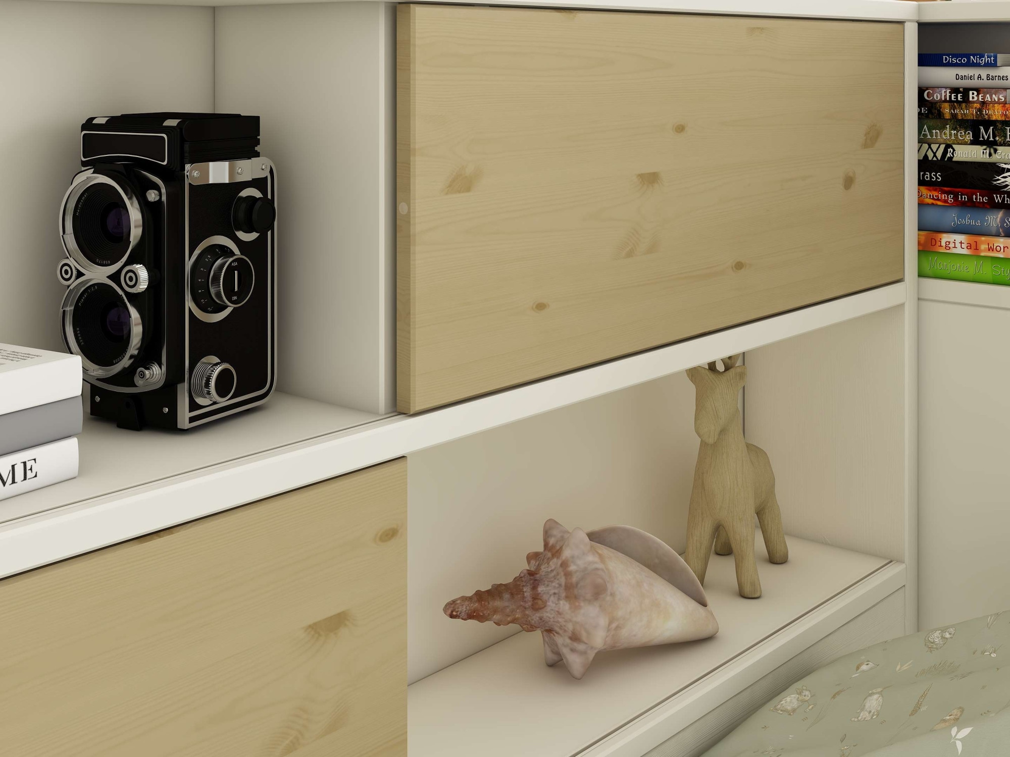 Home affaire Stauraumbett »Amance, Kopfteil beidseitig montierbar, stabil und langlebig, Stauraum« Aussenmasse B/T/H: 110,2/220,1/106,9 cm,  FSC® zertifiziert, inklusive Lattenrost,  Made in EU,Massivholz + MDF