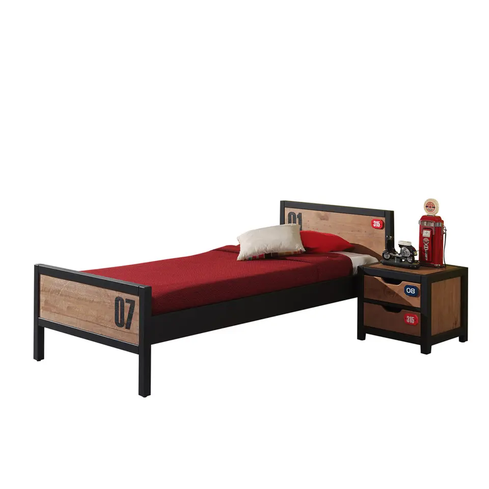 Vipack bed Alex (incl. nachtkastje) - bruin/zwart