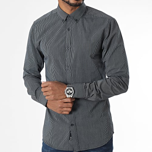 Chemise Manches Longues A Rayures Sky Life Bleu Marine