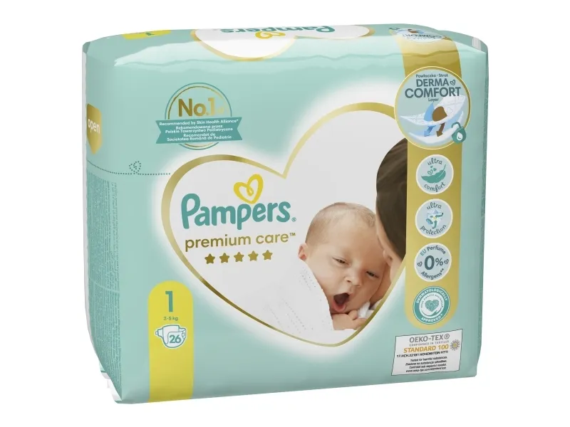 Pampers Premium Care 1-bleer, 2-5 kg, 26 stk.