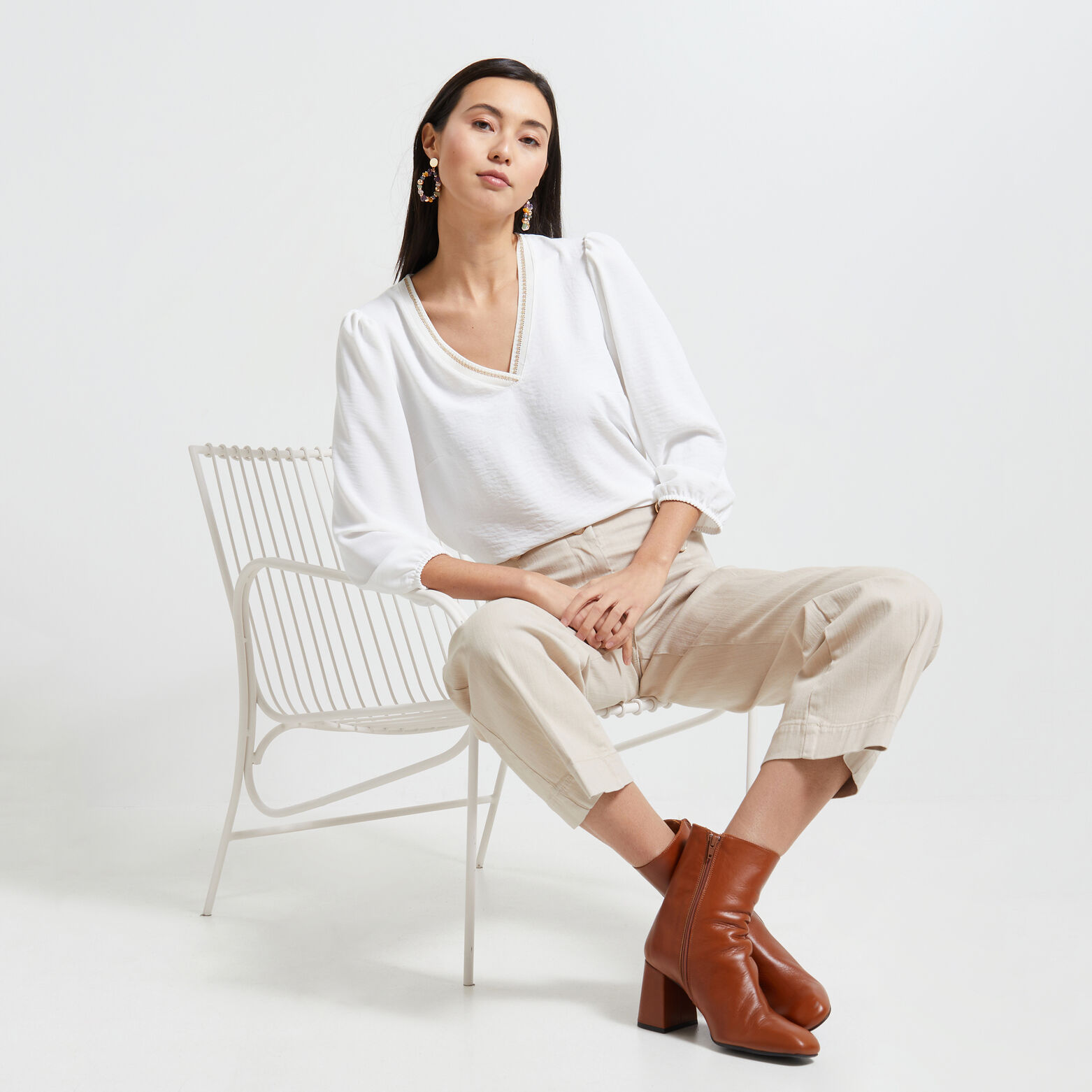 Blouse col V femme