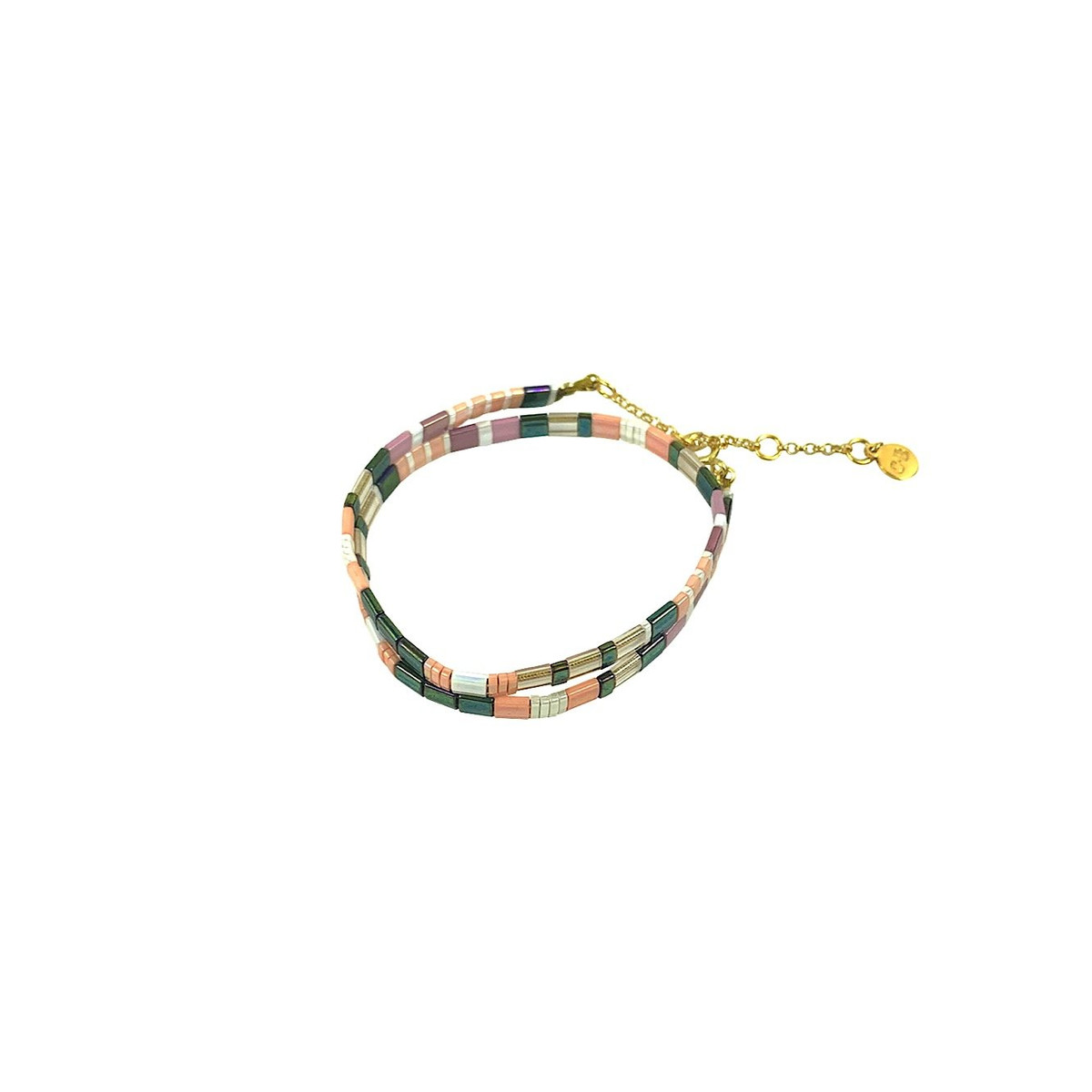 Collier Claire BERTEAU Satine Perles plates en verre 2