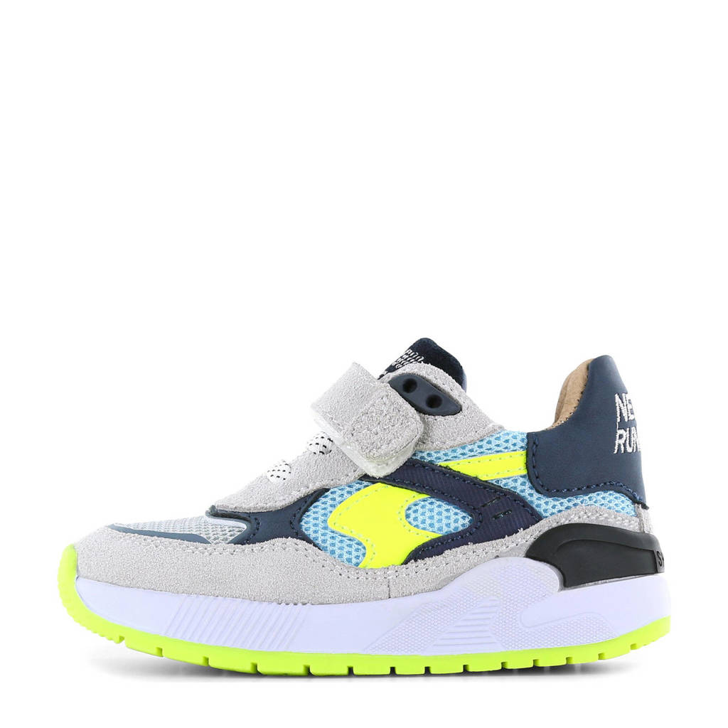 Shoesme leren sneakers grijs/blauw