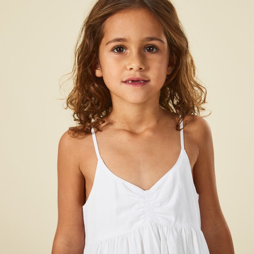 Robe de cérémonie avec broderie anglaise pour fille - Ecru