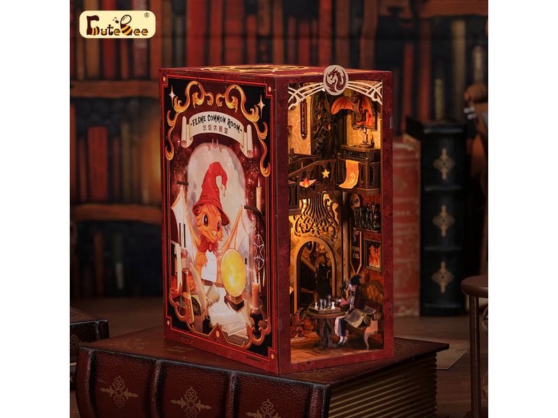 Cutebee Bausatz Flame Common Room 3D-Modell aus lasergeschnittenen Holzteilen