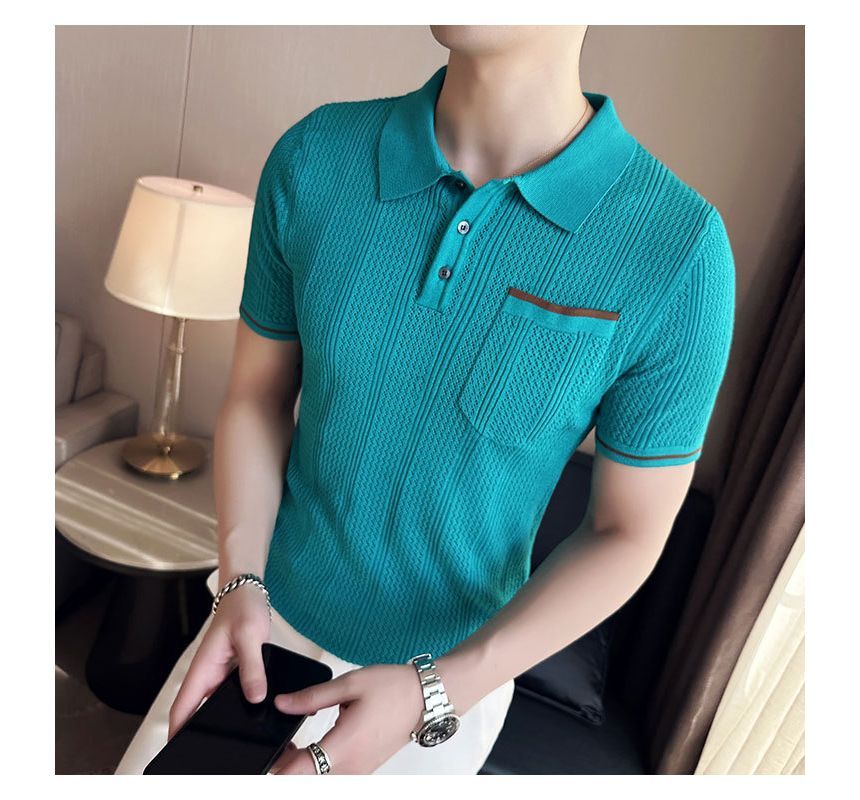 Deepwood - Polotop met korte mouwen en contrasterende bies