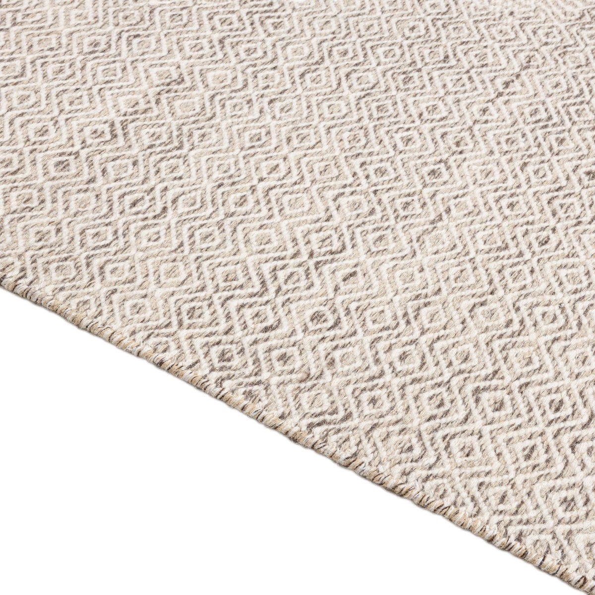 Omkeerbaar wollen vloerkleed in Scandinavisch design, tweezijdig Scandinavisch natuurbeige, 55x80 cm
