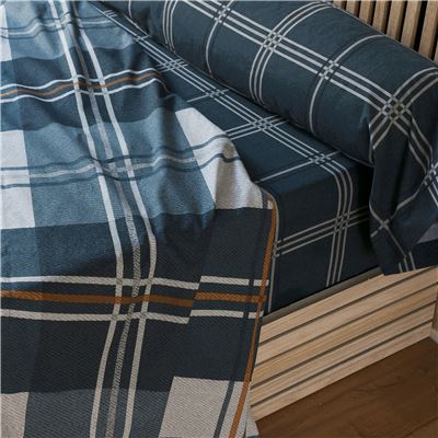 Linge de lit percale à carreaux - BECQUET CRÉATION