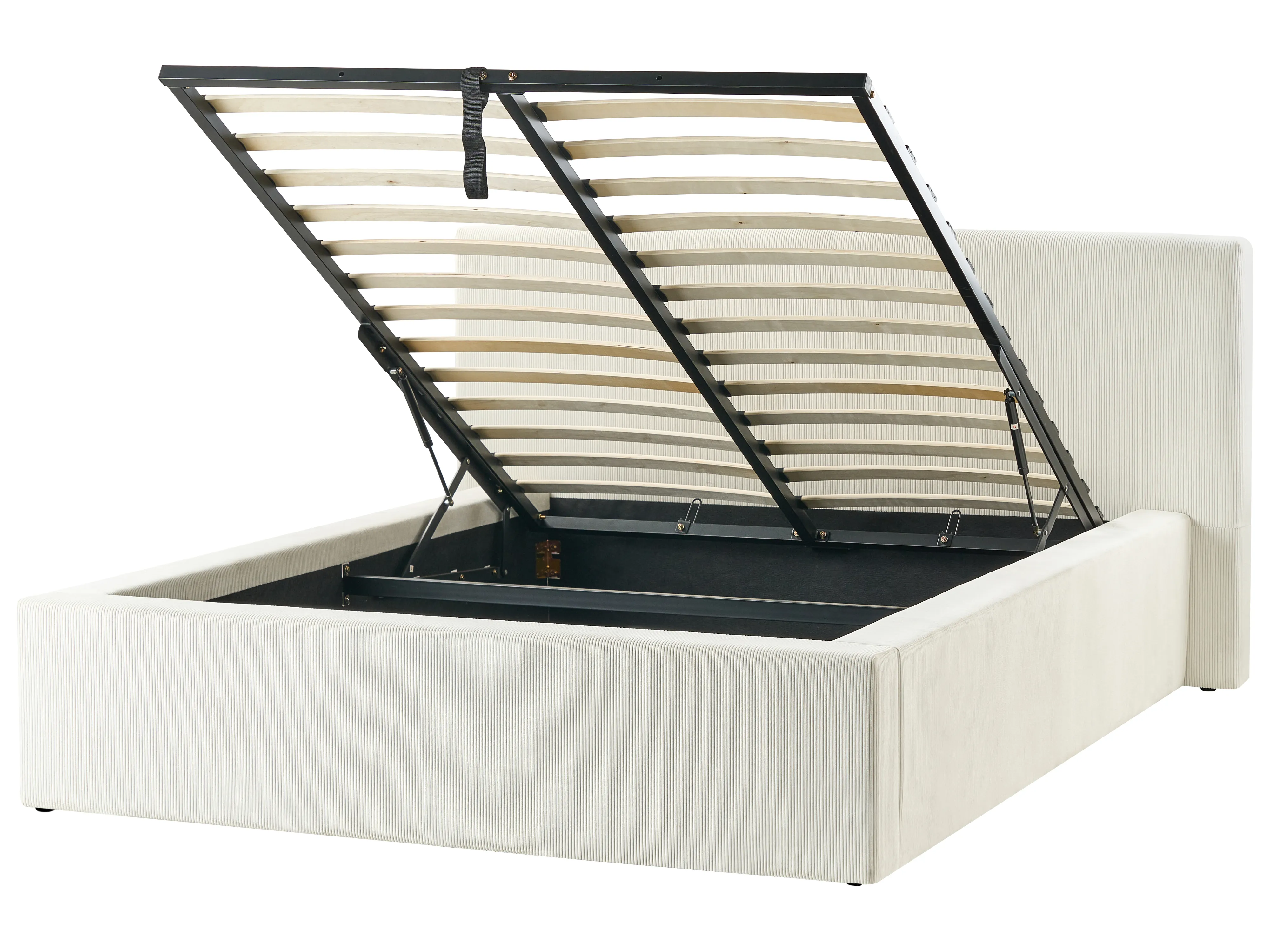 Bed met opbergruimte Corduroy LILLEBONNE 140 x 200 cm Lichtbeige