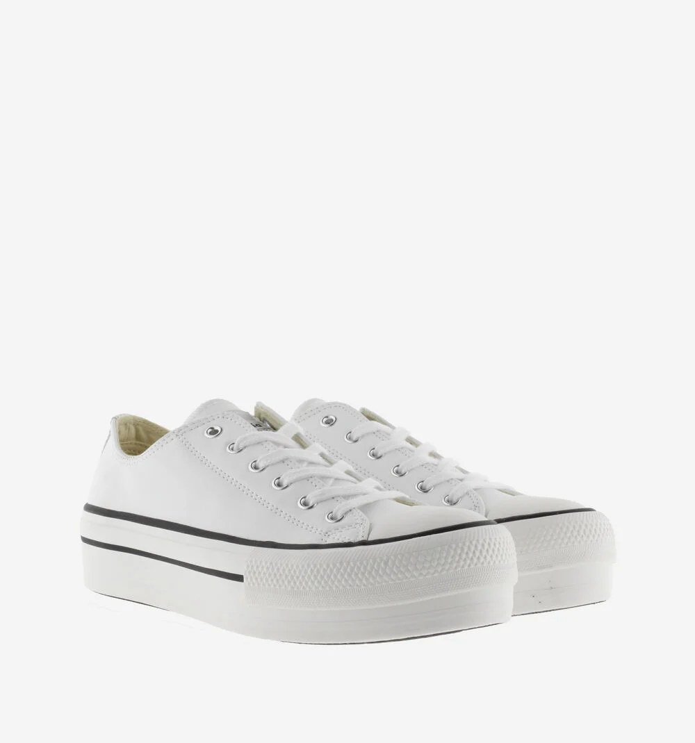 TRIBU DOBLE DOUBLE EFFET CUIR Baskets effet cuir plateforme BLANCO