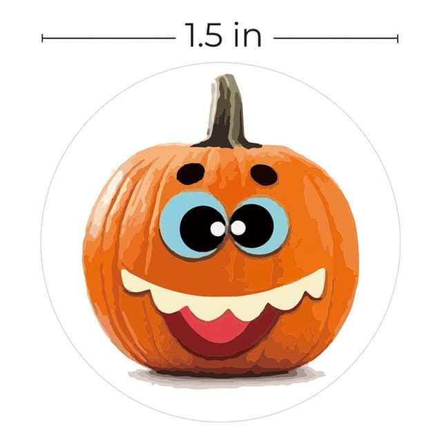 Halloween klistermærker med græskar 1 rulle/500 stk Orange