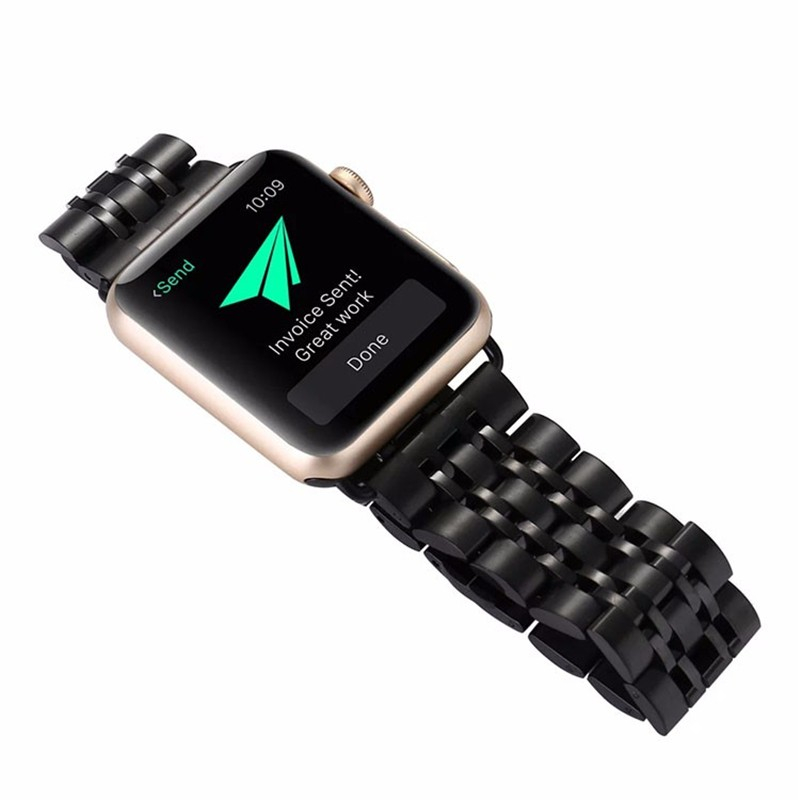 Apple Watch (42/41/40/38 mm) Edelstahl Armband mit Butterfly Verschluss - Schwarz