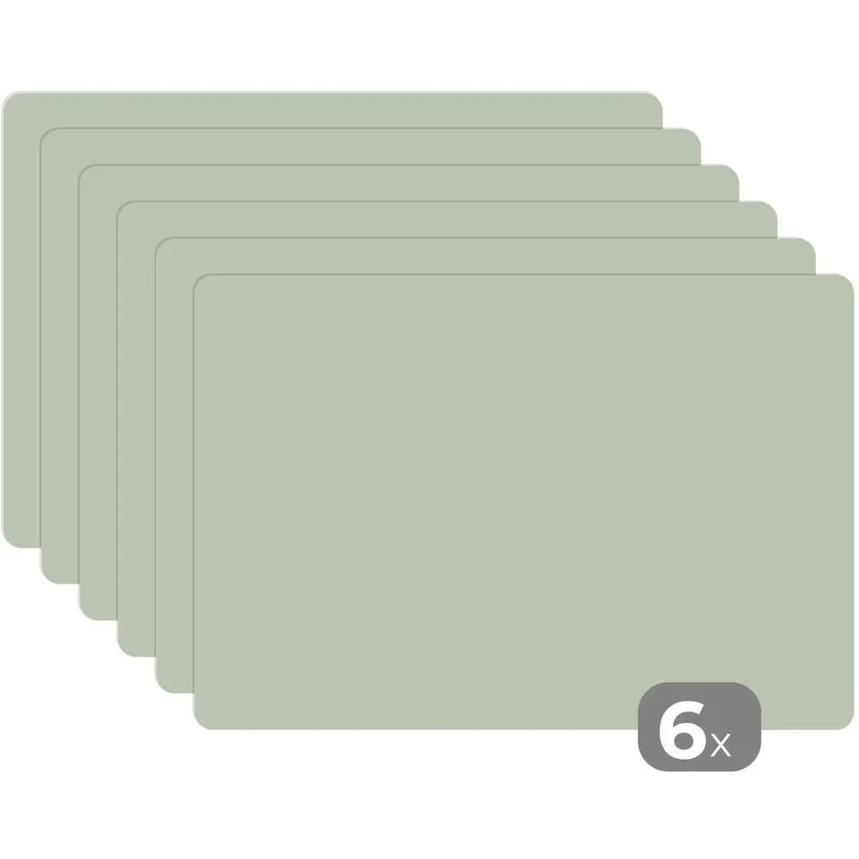 MuchoWow Placemat (6stuks) 45x30cm Mintgroen Effen kleur
