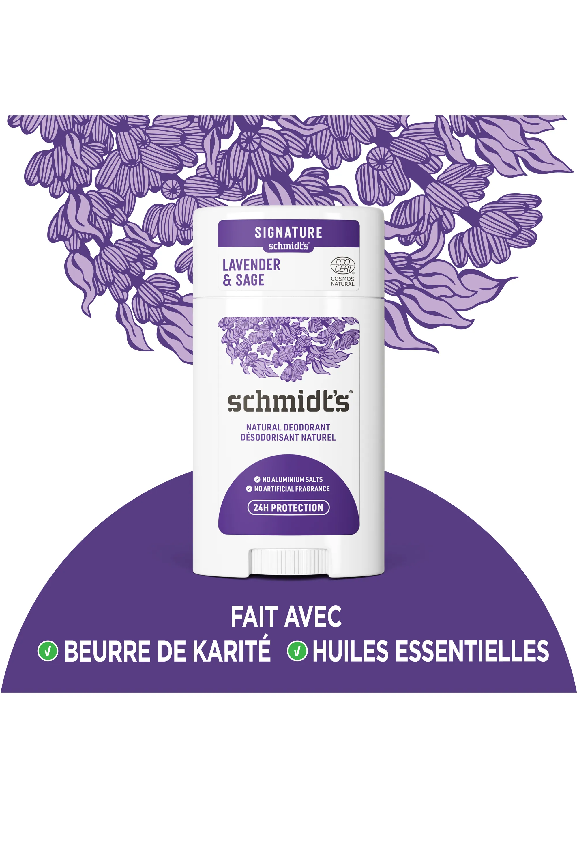 Schmidt’s Déodorant stick lavande et sauge-58 ml