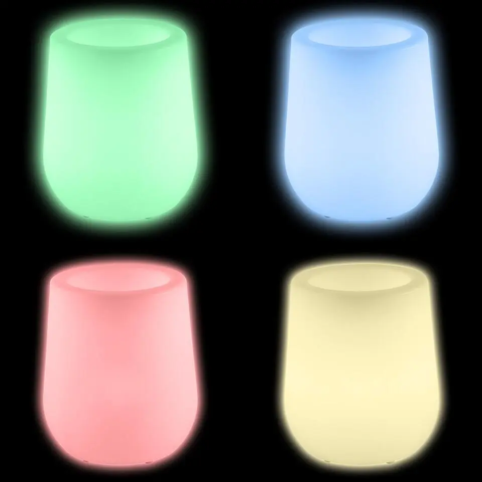 tectake LED-bloempot Luminous Courve Pot met afstandsbediening, Wit