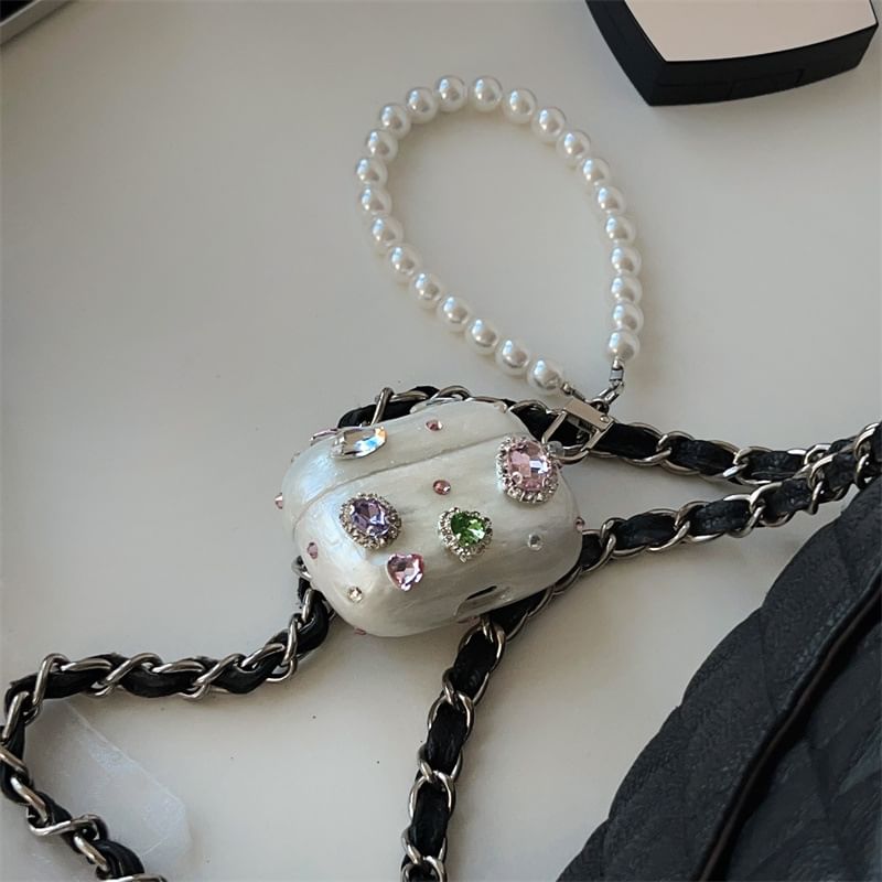Edgin - Strass AirPods / Pro oortelefoonhoesje / Kunstparelband / Set