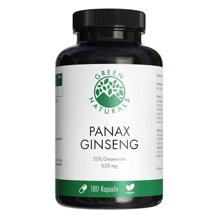 Green Naturals Panax Ginseng hochdosiert vegan Kapseln, 180 St