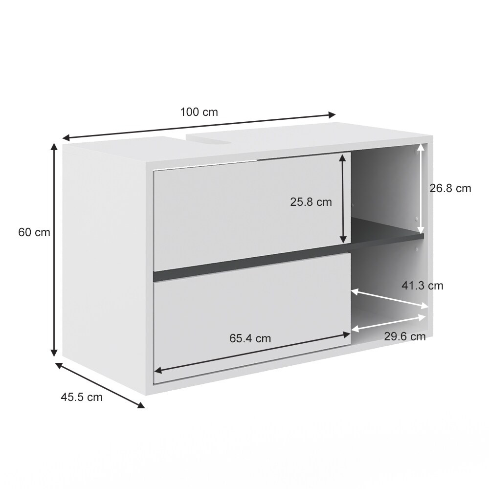 Vicco Wachtischunterschrank Viola Weiß Badschrank Waschbeckenunterschrank hängend