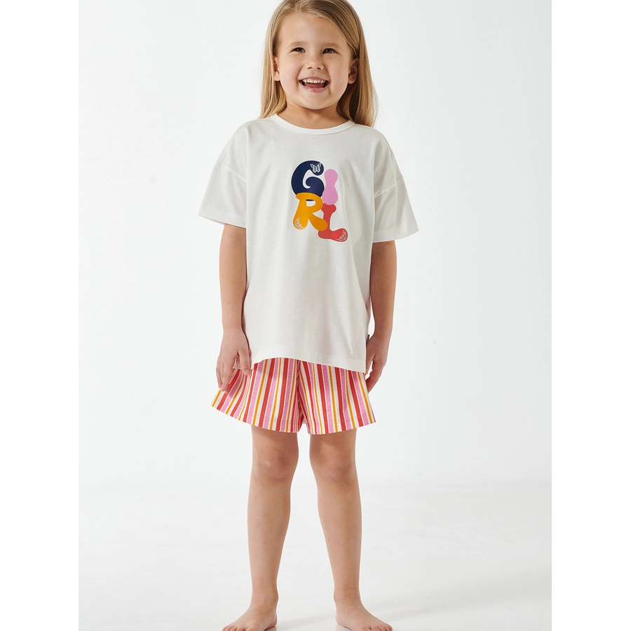 Schiesser Pyjama Girls World Organic Cotton off-white