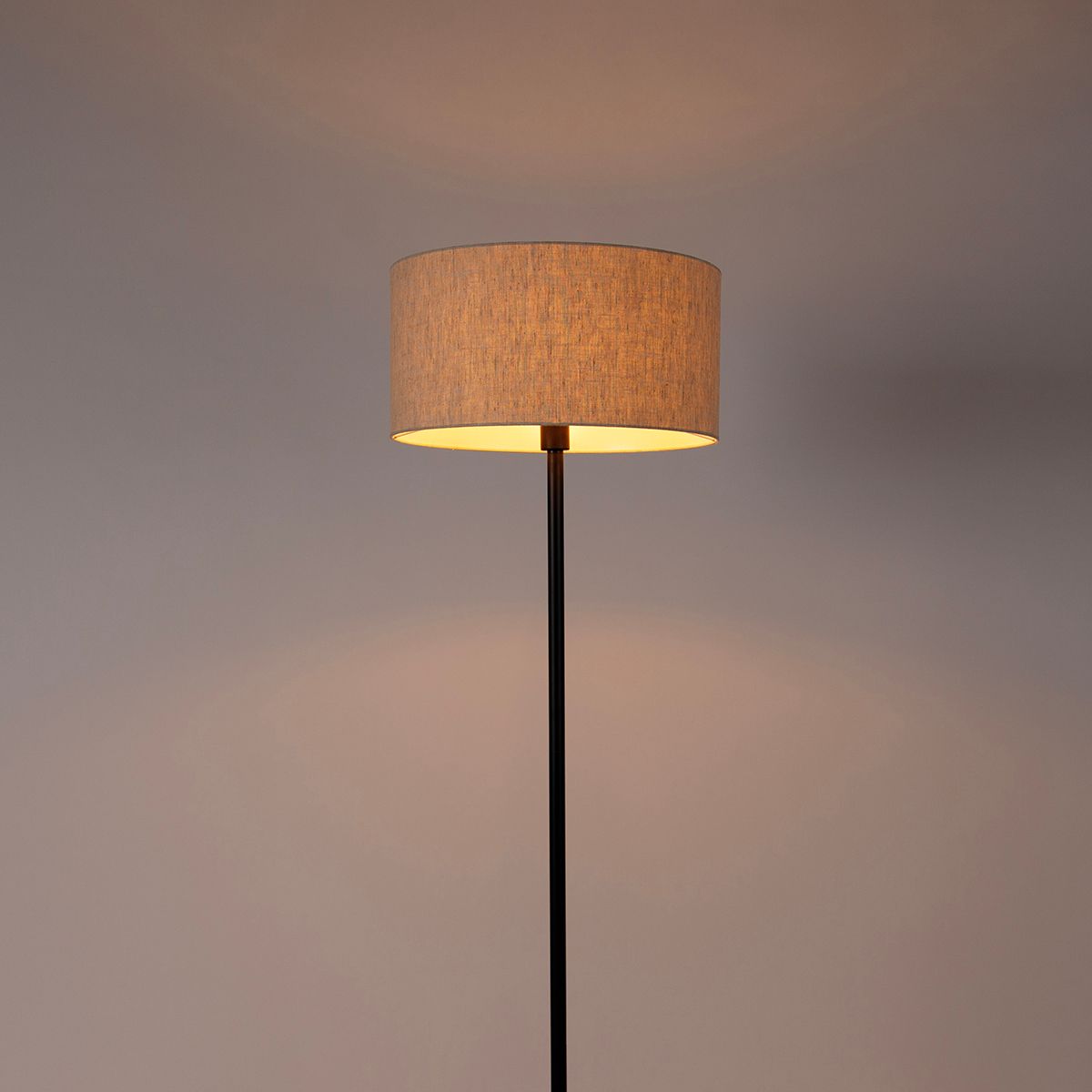 Vloerlamp zwart met kap lichtgrijs 50 cm - Simplo