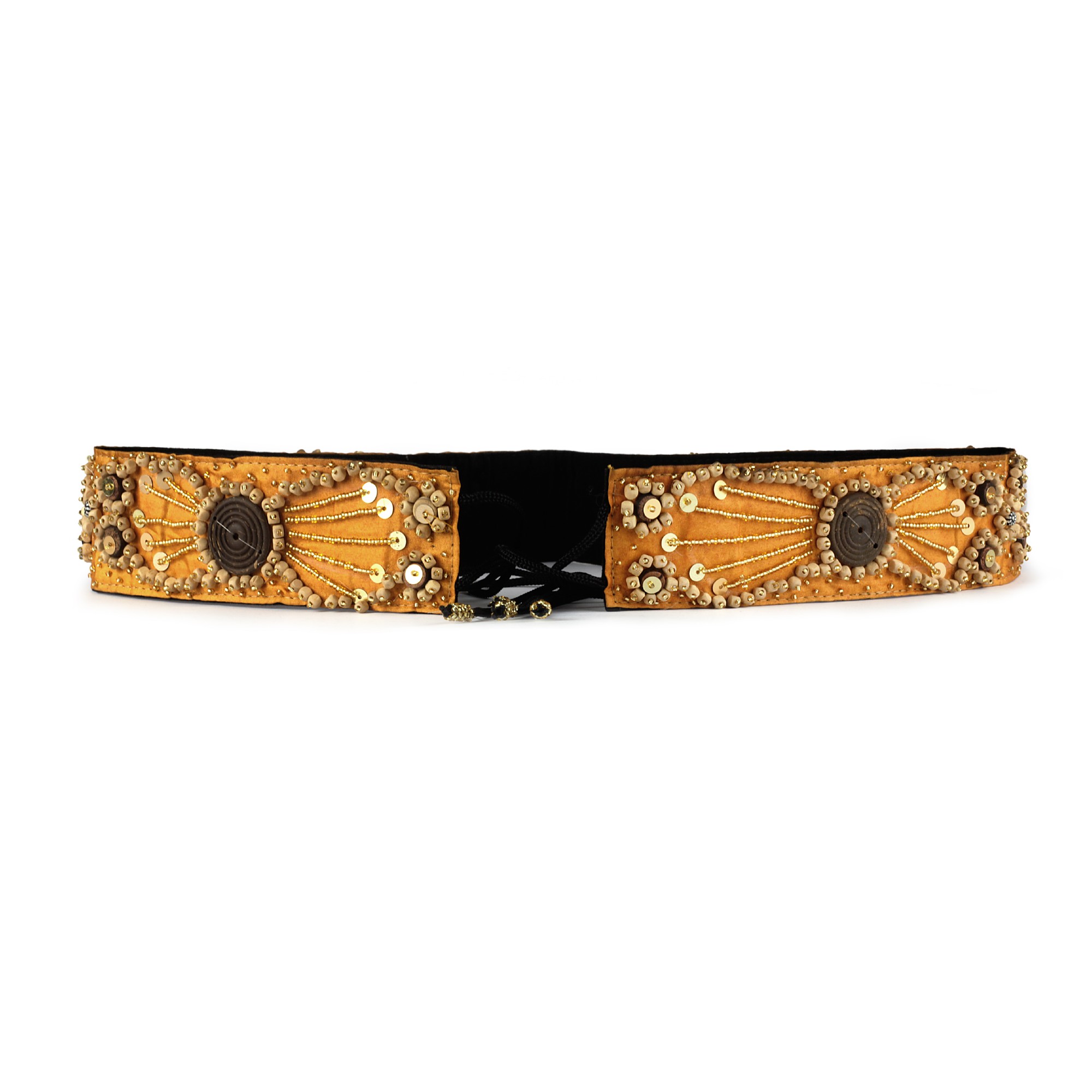 Gürtel Glasperlen Muscheln, orange, gold, L 85 cm, B 5 cm günstig bestellen