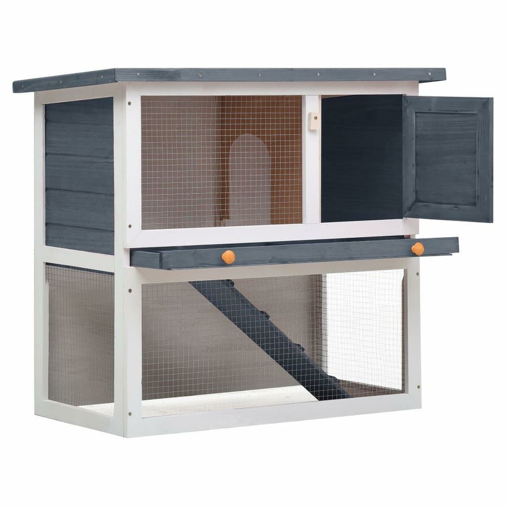 Clapier d'extérieur 1 porte 90 x 45 x 80 cm gris bois