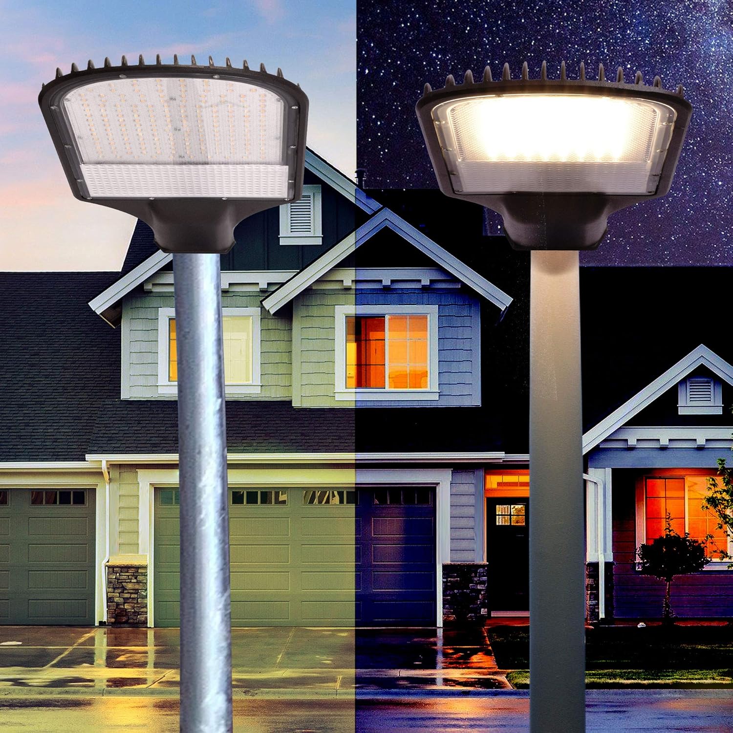 max K O M F O R T LED Straßenlampe Straßenleuchte 2er Pack Straßenlaterne Straßenbeleuchtung Parkplatzbeleuchtung Hochleuchte 150W 4000K neutralweiß IP65 13500lm