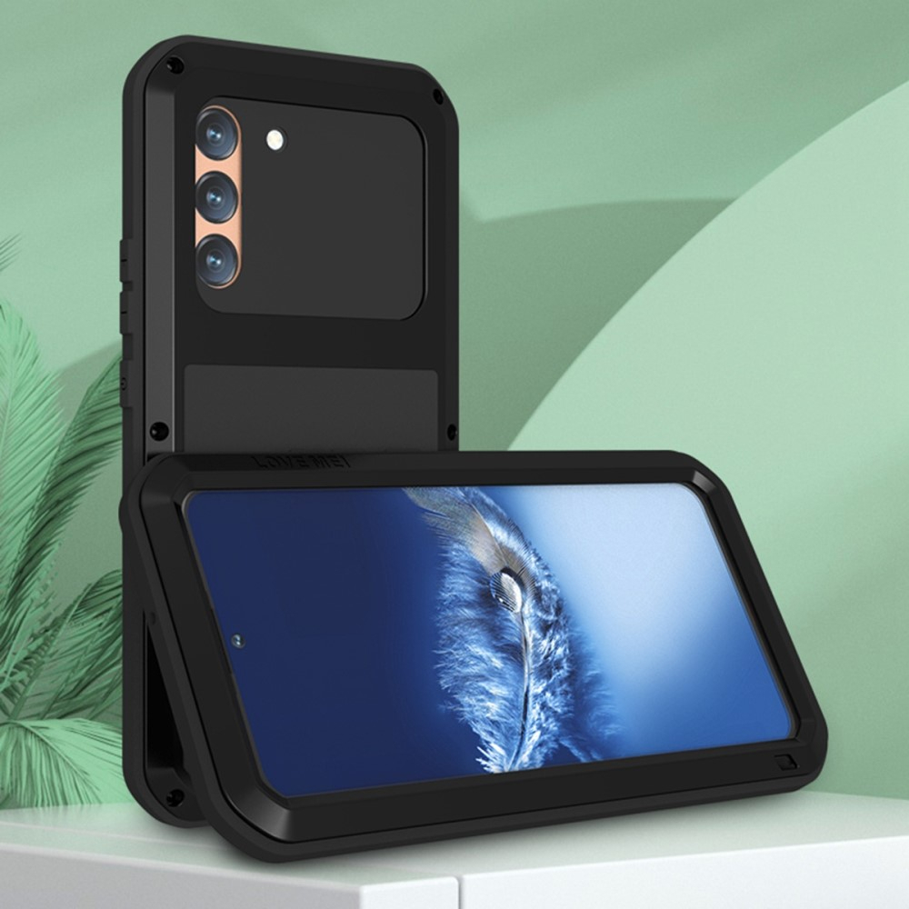 Samsung Galaxy S22 5G Silikon Metall Outdoor Case   Panzerfolie - Schwarz